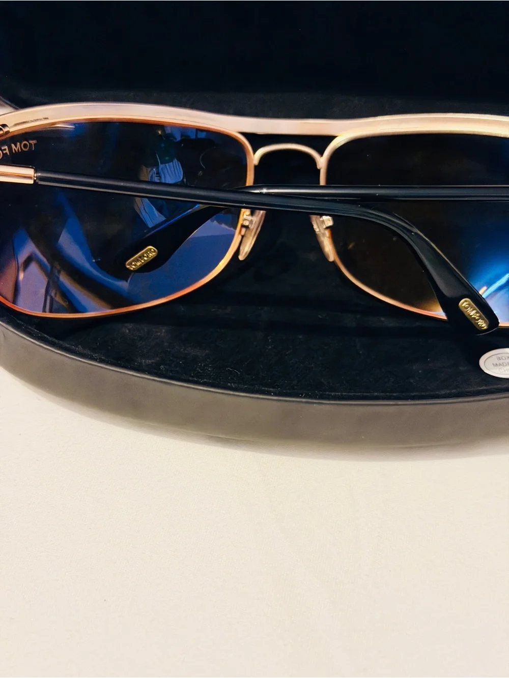 Tom Ford Men’s Gold Frame Aviator Sunglasses with Amber Lenses